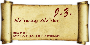 Jánossy Zádor névjegykártya